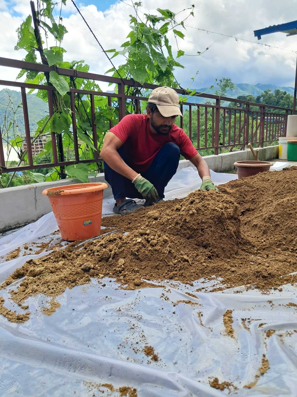 Gardening at Pancha Tattva Yoga Retreat and Healing Center
